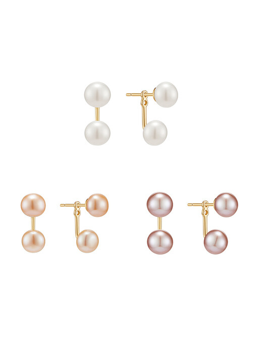 Button Pearl Ear Jacket Earrings_EC1767