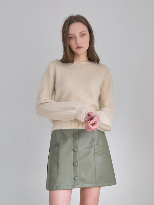 Mini pocket leather skirt