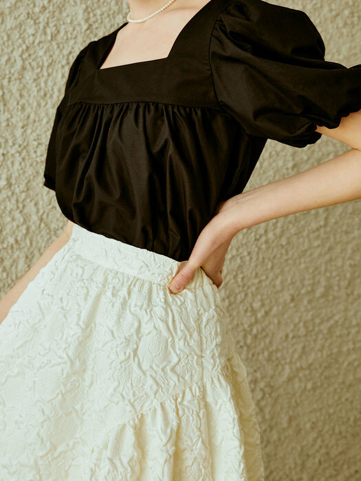 Shirring flare skirt (cream)