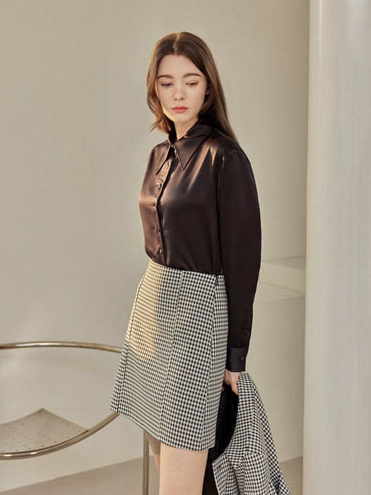 Bella checkered skirt_IVORY