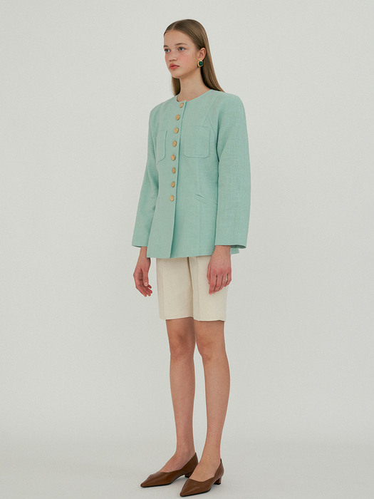 curve linen jacket_mint