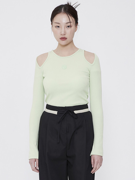 SHOULDER CUT OUT SLEEVES -LIGHT GREEN