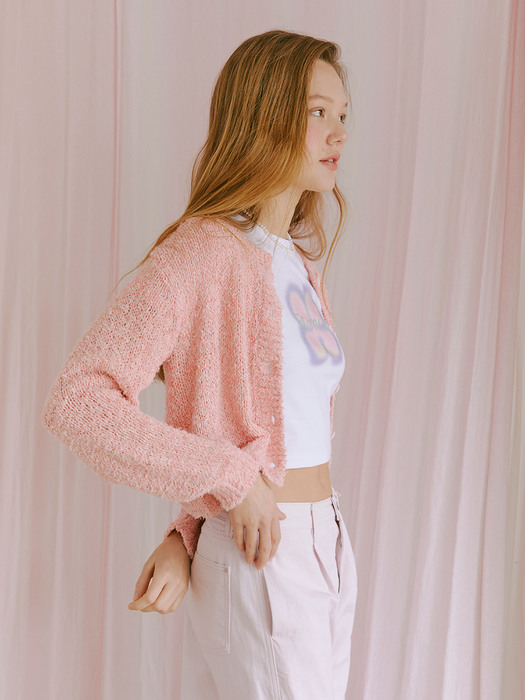 Color Blend Knit Cardigan, Pink