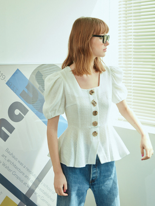 Shell Button Blouse (WHITE)