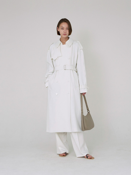 Belted Wrap Trench Coat Ivory