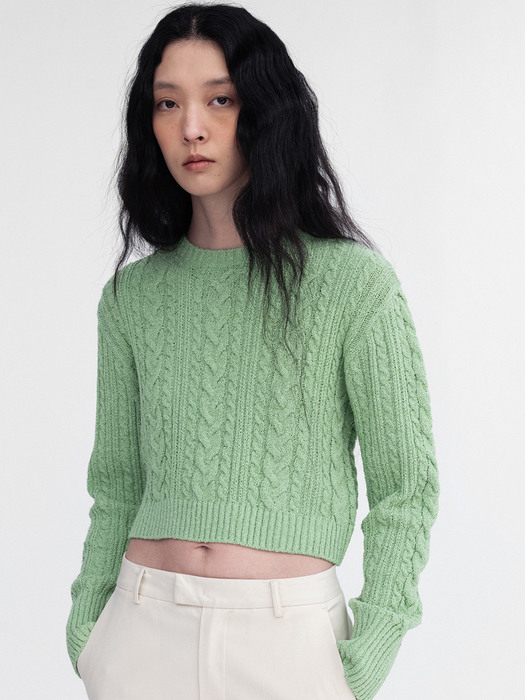 Cropped Cable Knit Top