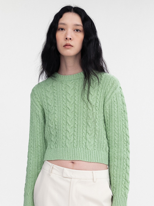 Cropped Cable Knit Top
