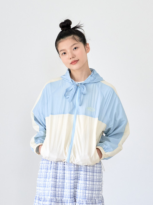 RIBBON HOODIE BLOUSON (LIGHT BLUE)