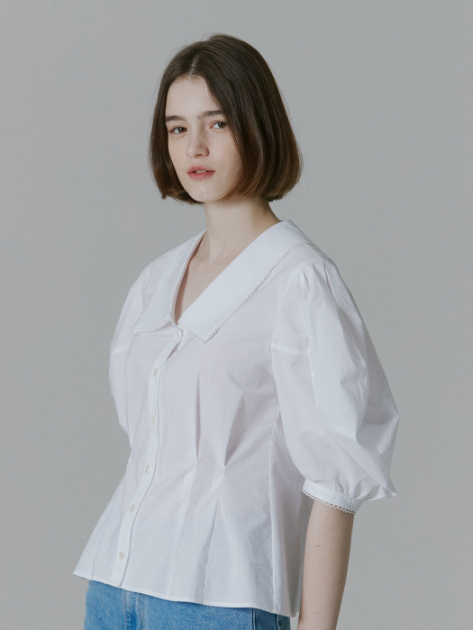 Joie Big Callor Balloon Sleeve Blouse_White