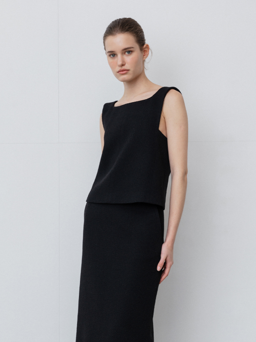 Tweed Sleeveless Top_Black