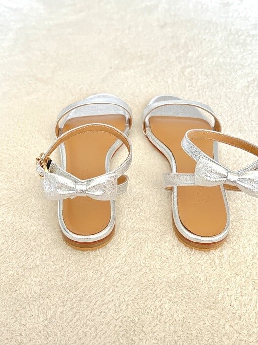 Olivia Back-Ribbon Sandals - Silver