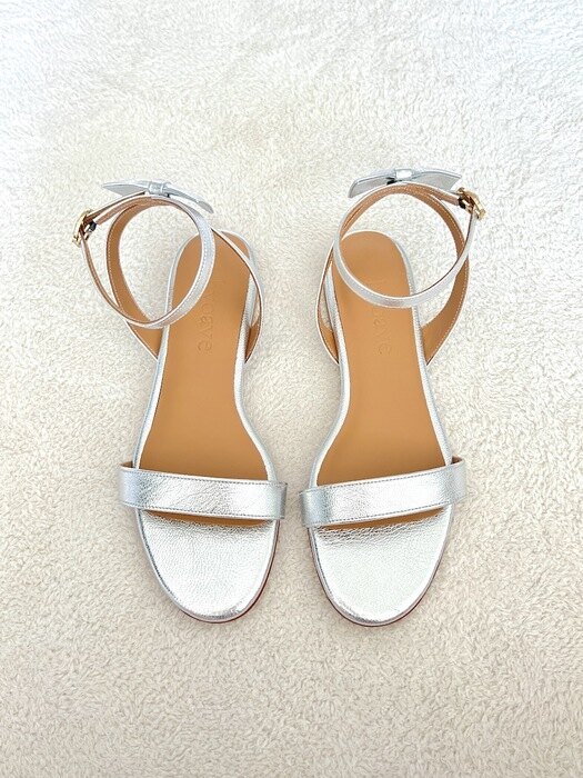 Olivia Back-Ribbon Sandals - Silver