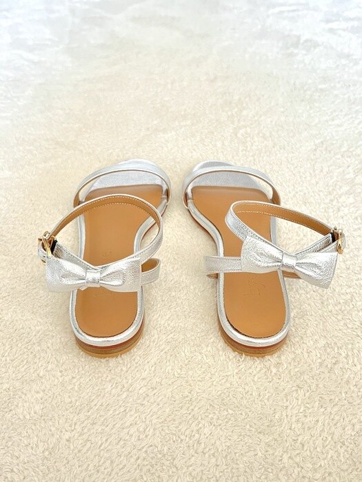 Olivia Back-Ribbon Sandals - Silver