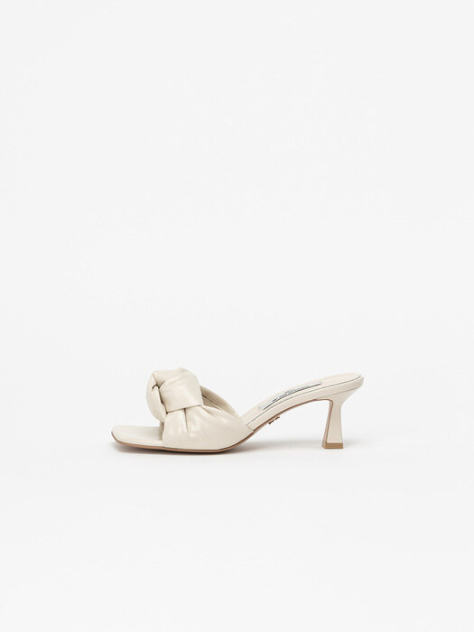 Wrappy Knotted Mules in Wrinkled Ivory