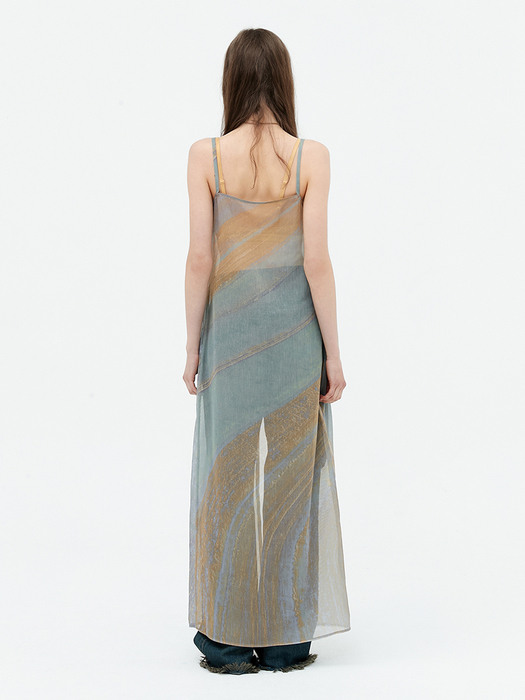 Sleeveless print long dress