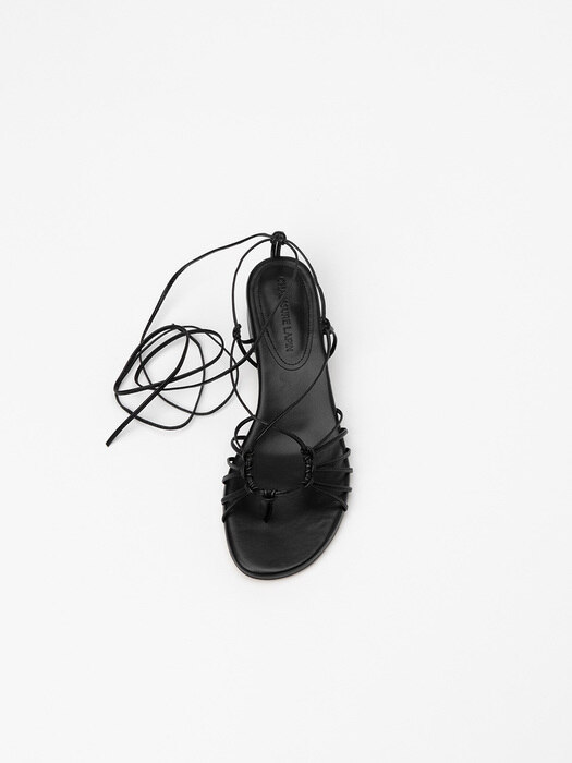 Santorini Strappy Gladiator Sandals in Black