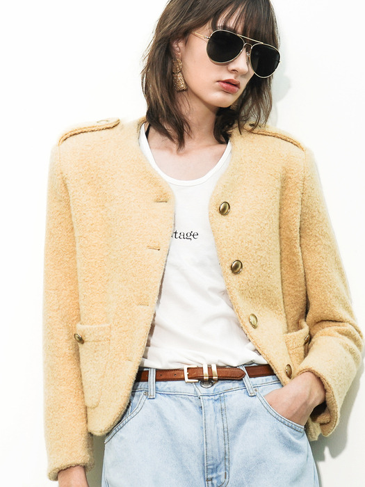 Wool-Blend Boucle Tweed Jacket[Beige(WOMAN)]_UTO-FB13 