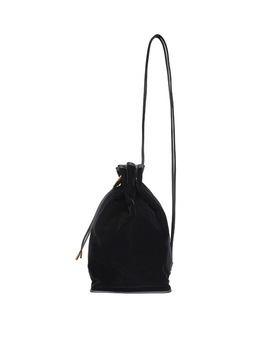 HOLLY Leather Drawstring Backpack with logo on bottom - Black