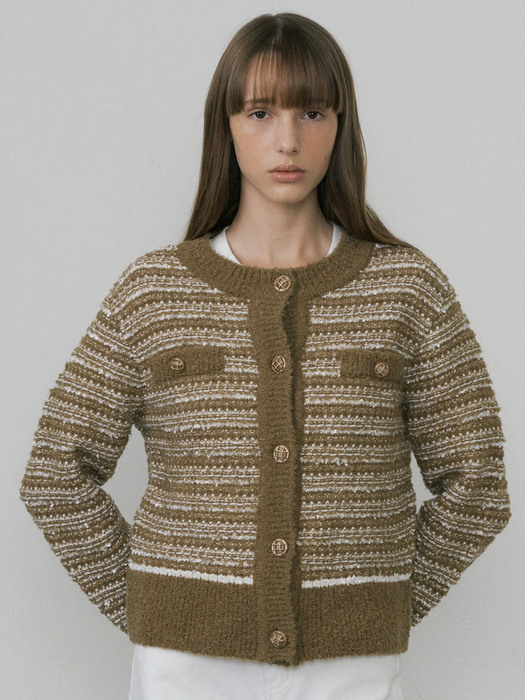 22Fall Multi Kint Tweed Cardigan (Browon)