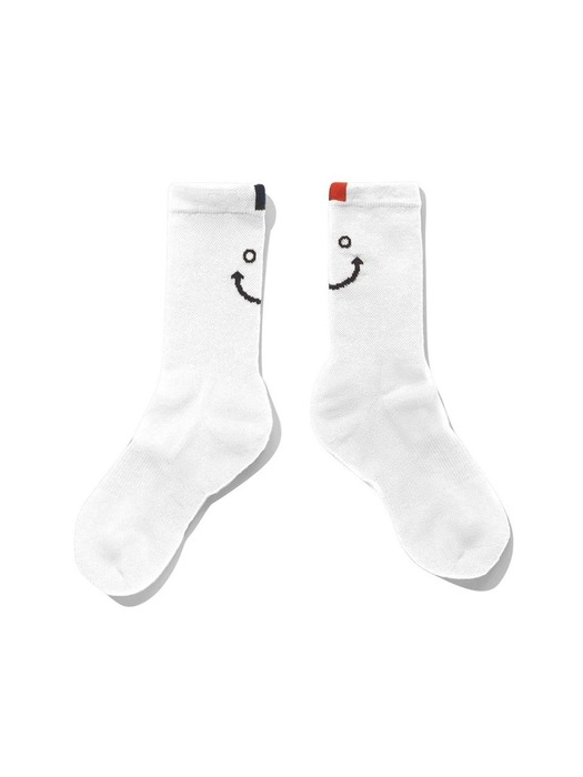 The Womens Line Smile Sock - White