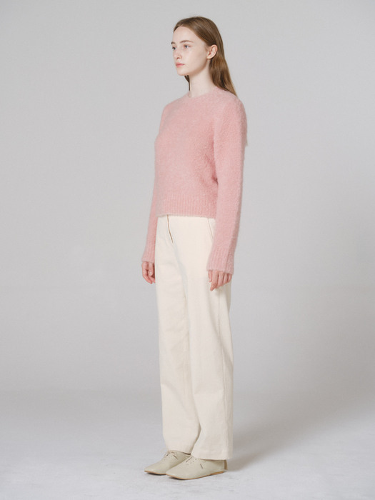 Boucle round sweater (pink)