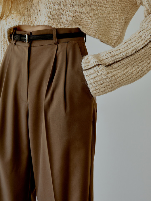 Normal pintuck slacks (brown)