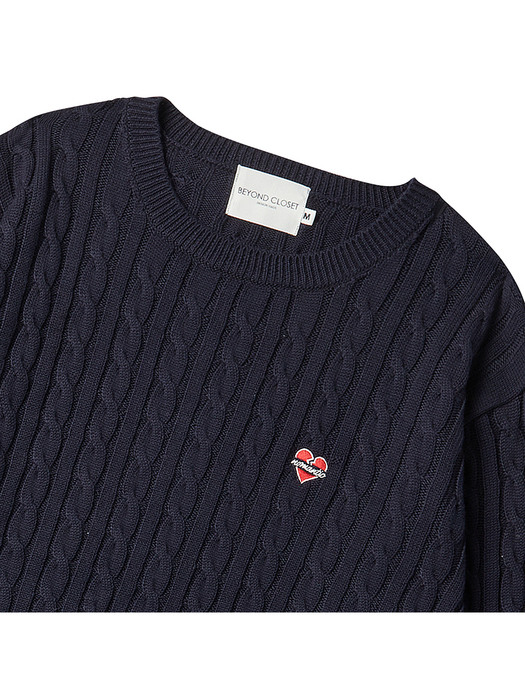 NOMANTIC CLASSIC CABLE ROUND KNIT NAVY