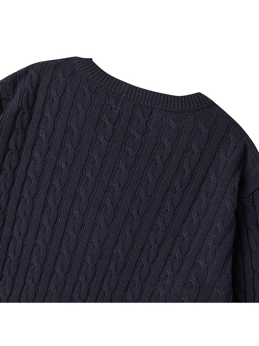 NOMANTIC CLASSIC CABLE ROUND KNIT NAVY
