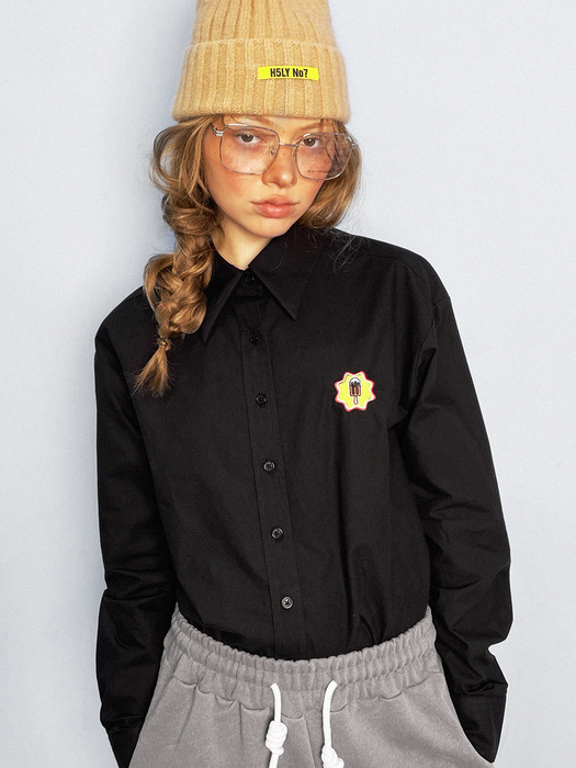 ENJOY YOUR MEAL ICE CREAM EMBROIDERY SHIRTS_BLACK