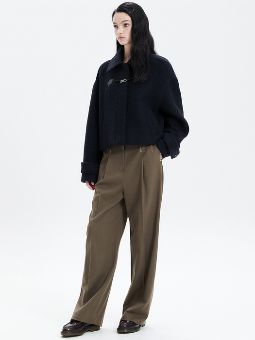 STITCH PINTUCK WIDE PANTS_BROWN