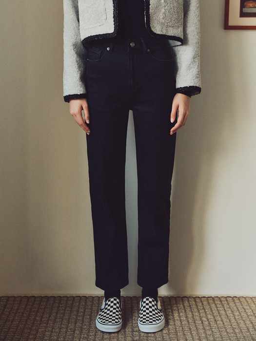 High-rise Straight Warm Jeans_BLACK