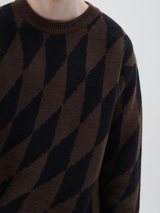 CASHMERE JACQUARD SWEATER - DARK BROWN