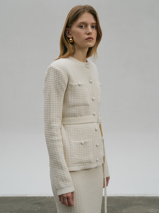 Belted Cotton Knit Jacket