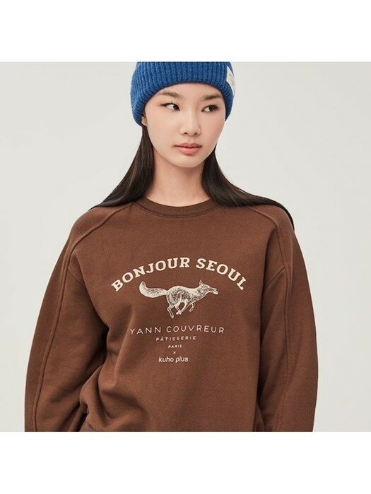 [kuhoplus x Yann couvreur] Fox Graphic Sweatshirts  Brown (KE2940M02D)