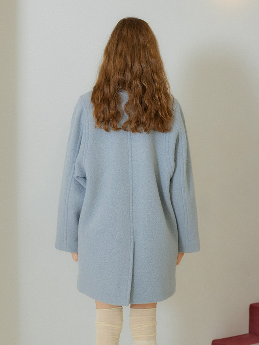 OVERFIT SINGLE HALF COAT_SKY BLUE