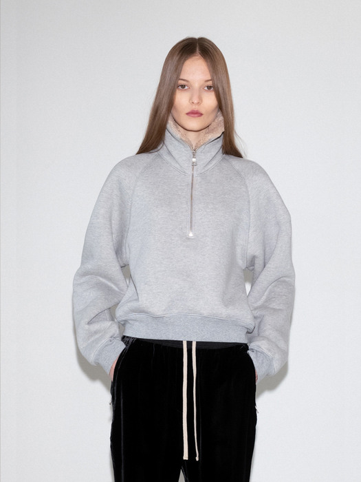 Fleeced zip-up sweatshirt_grey