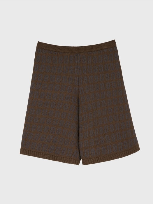 jacquard letter knit shorts - brown