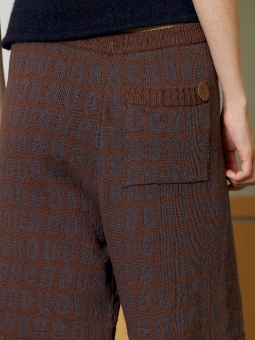 jacquard letter knit shorts - brown