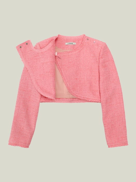 Nuon Tweed Crop Jacket_Pink