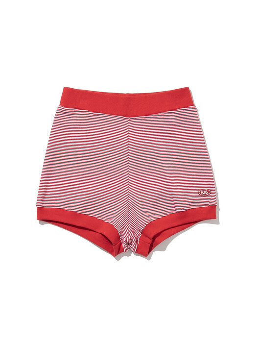 Cotton Stripe Brief Shorts RED