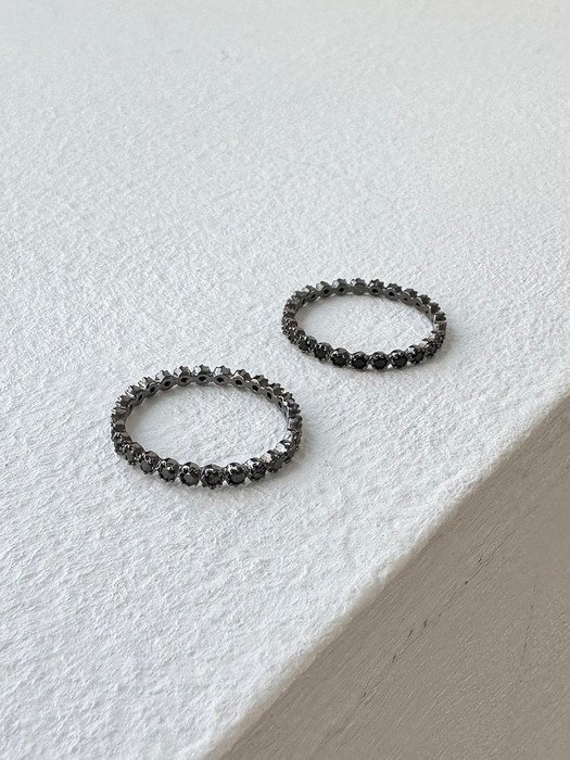 [silver925] black cubic tennis ring