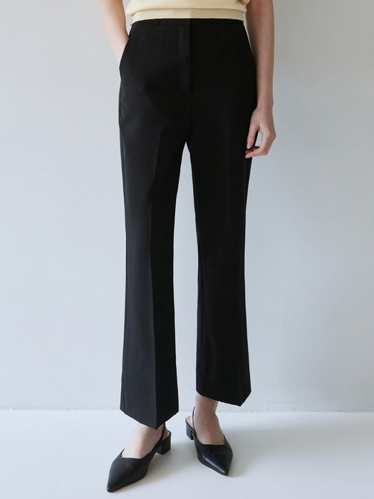 SLIM SEMI BOOTCUT SLACKS_BLACK