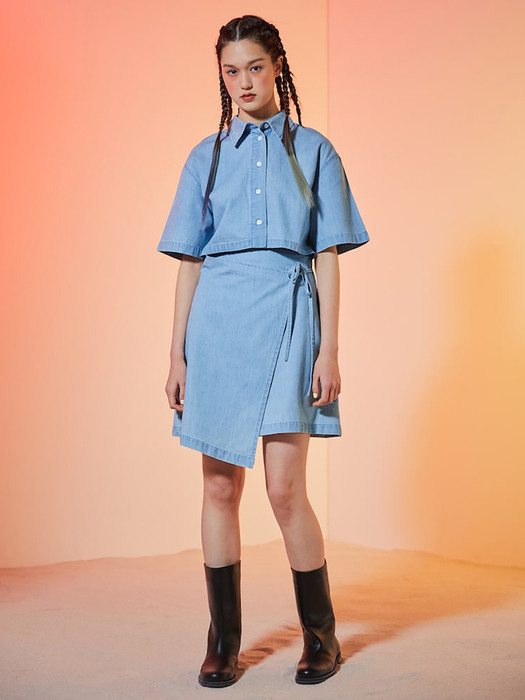 Signature Cutout Shirts Mini Dress  Blue (KE3371M04P)