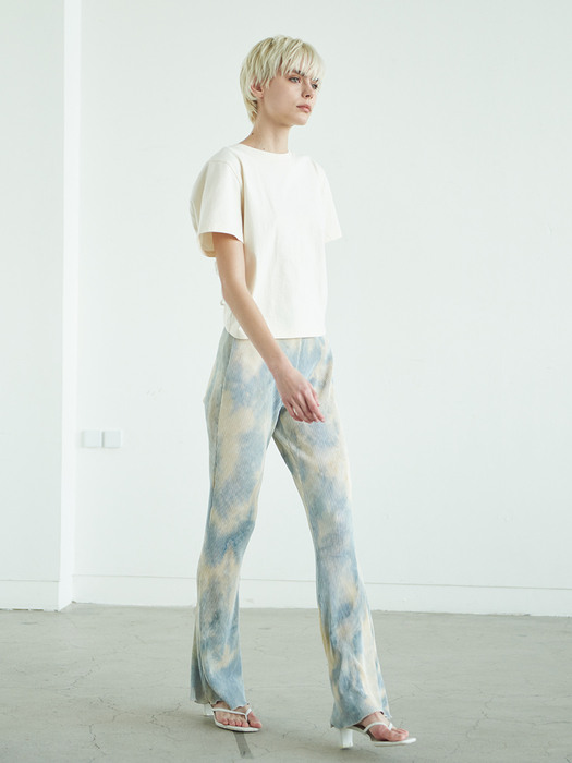Dyeing Jersey Flared Leggings Skyblue