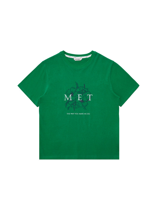 MET two-tone lettering flower t-shirt green
