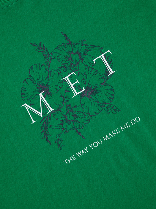 MET two-tone lettering flower t-shirt green