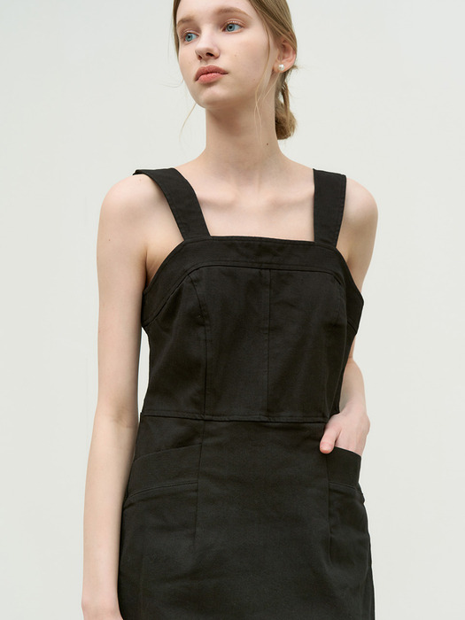Mim shoulder strap mini dress - black