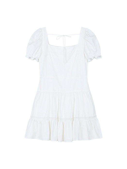 SQUARE-NECK PINTUCK ONE-PIECE  (WHITE)