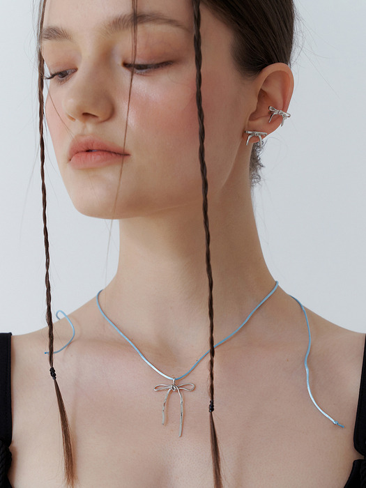 Romance Ribbon String Necklace (SKYBLUE)