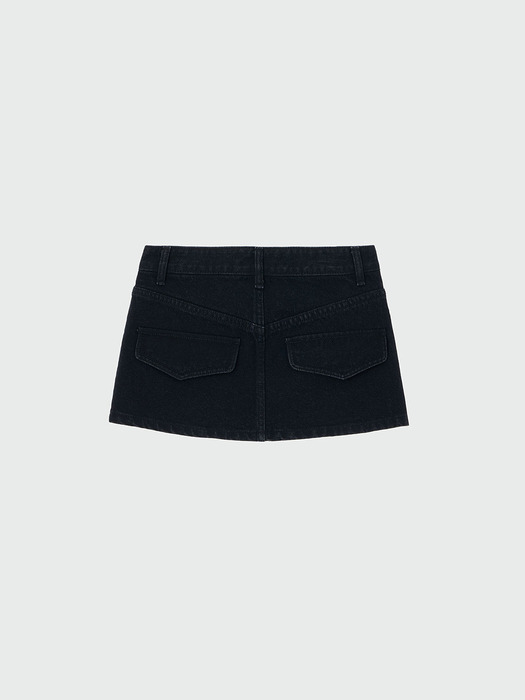 XINAN Layered Denim Skirt Belt - Denim Black